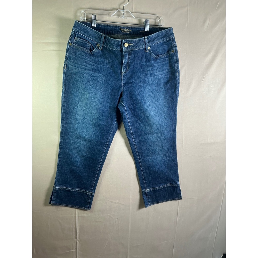 Simply Vera Vera Wang Womens Size 14 Blue Straight Leg Capri Crop Jeans Denim